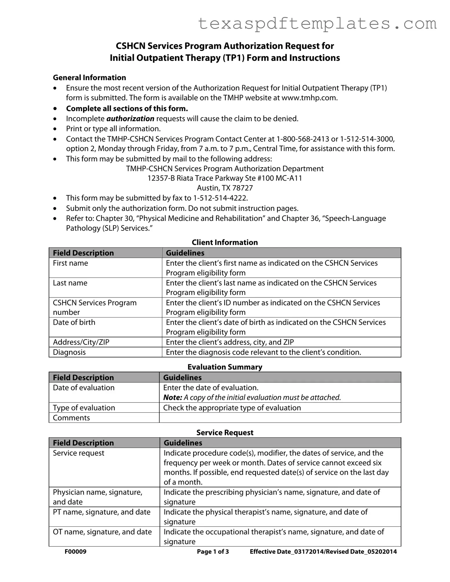 Blank Texas Medicaid Tp 1 PDF Template