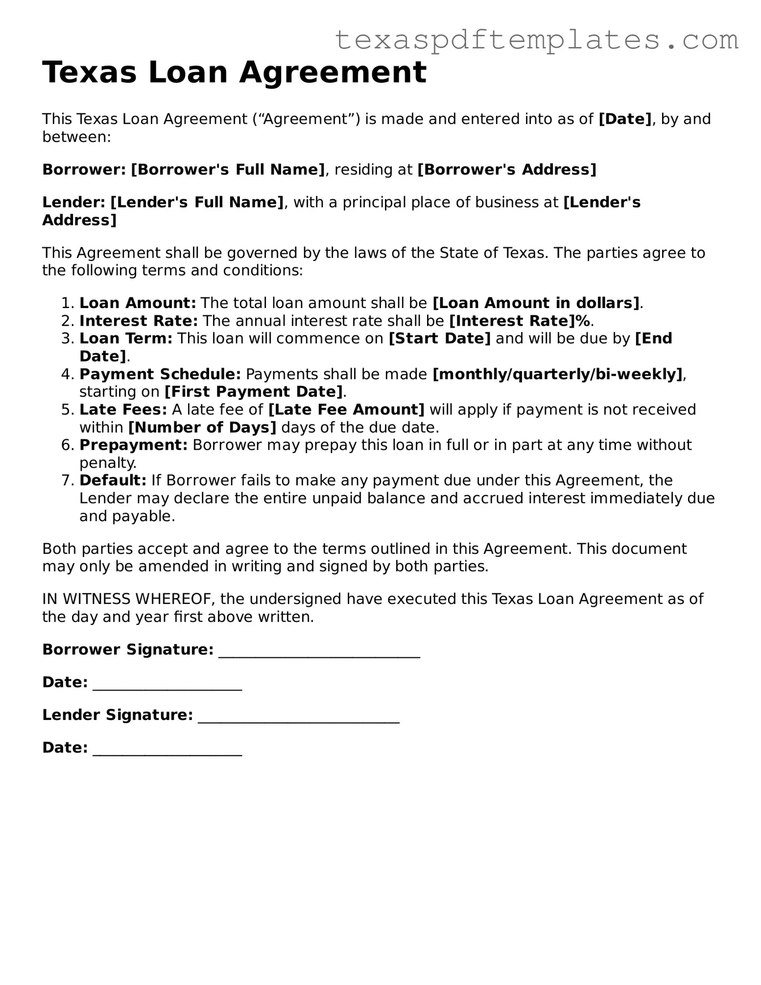 Attorney-Approved Texas Loan Agreement Template