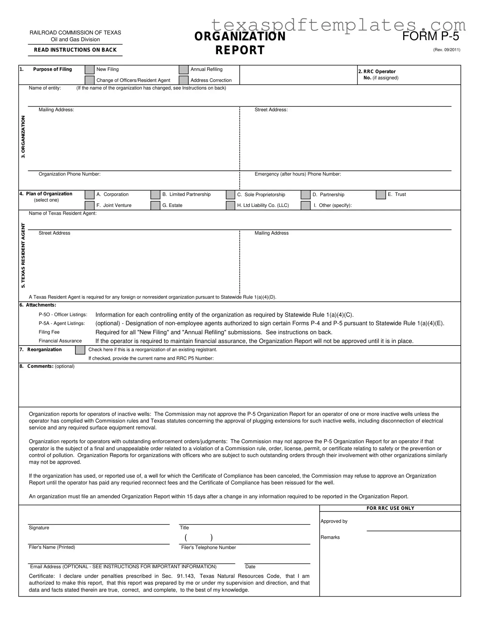 Blank Texas P 5 PDF Template