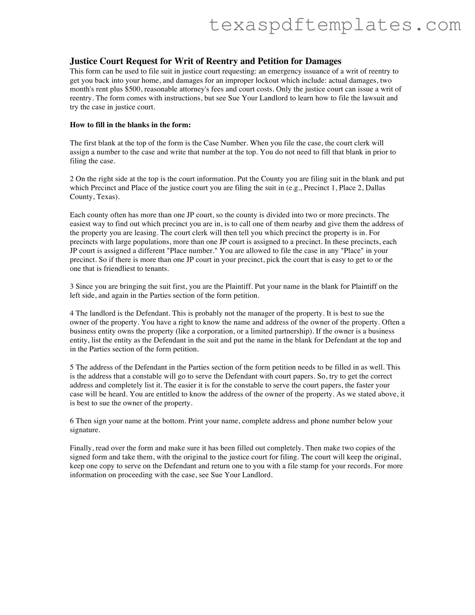 Blank Texas Plaintiffs Petition PDF Template