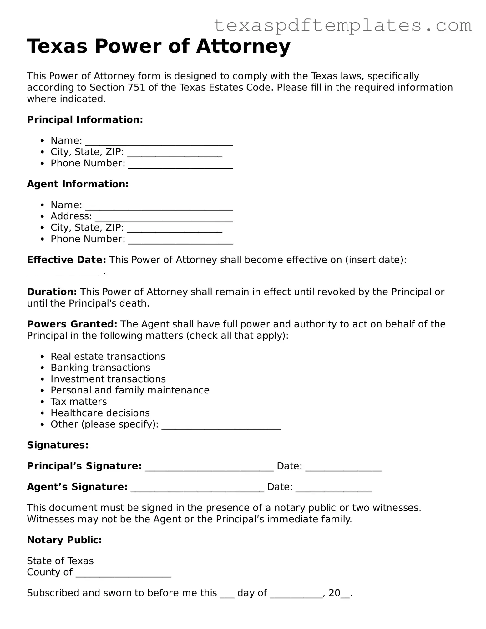Attorney-Approved Texas Power of Attorney Template