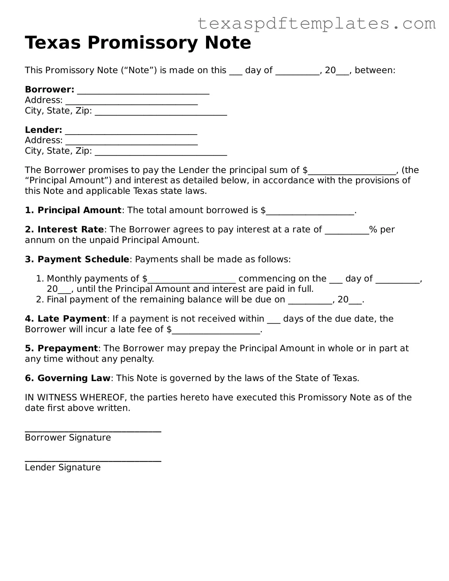 Attorney-Approved Texas Promissory Note Template