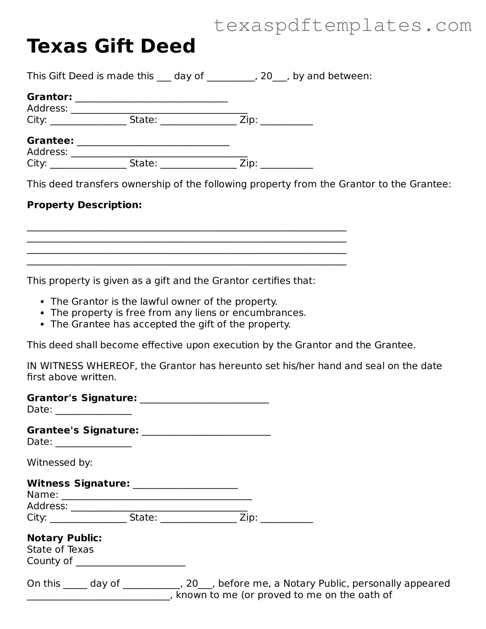 Attorney-Approved Texas Gift Deed Template