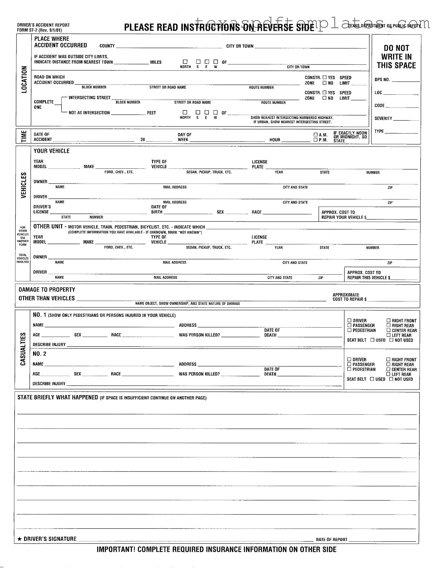 Blank Texas St 2 PDF Template