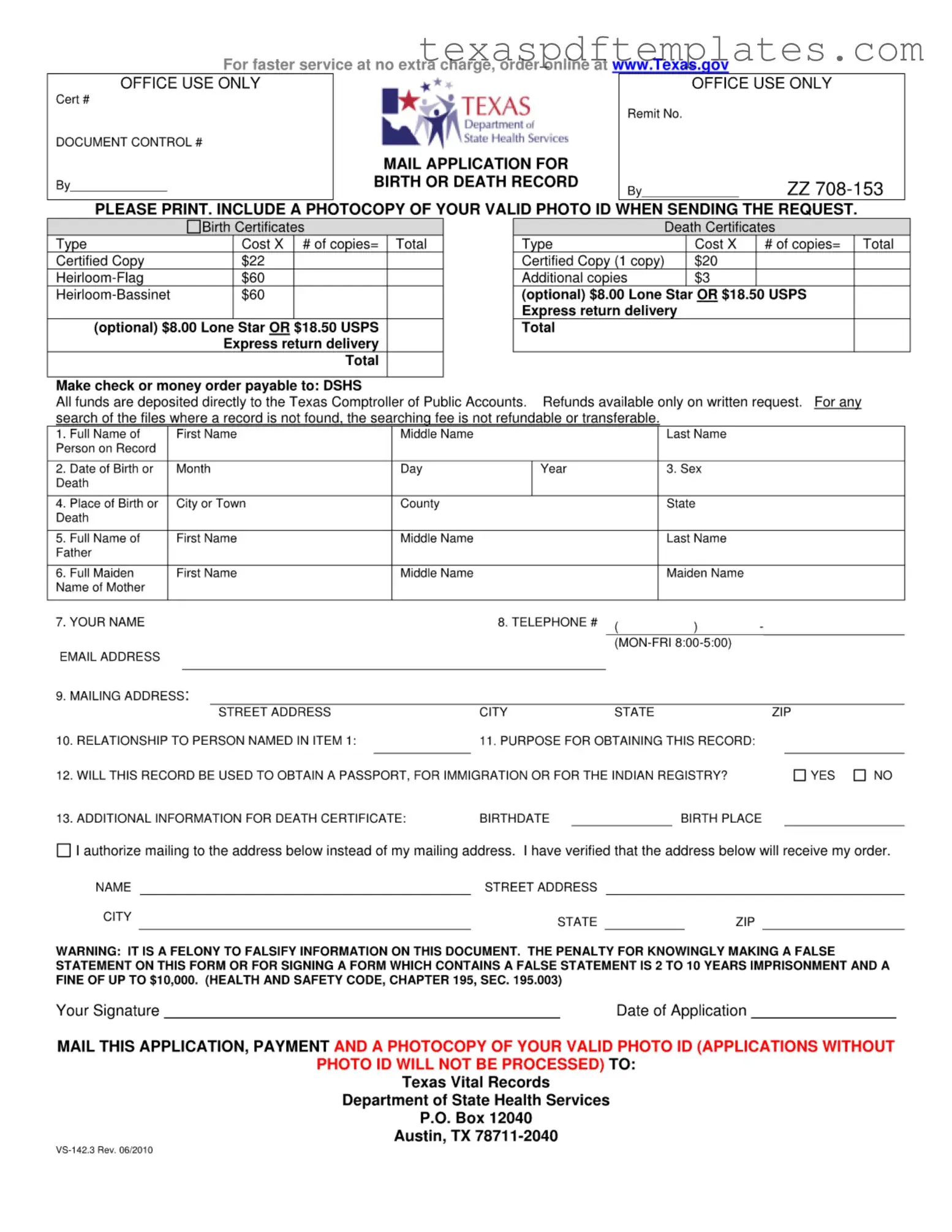 Blank Texas Vs 142 3 PDF Template