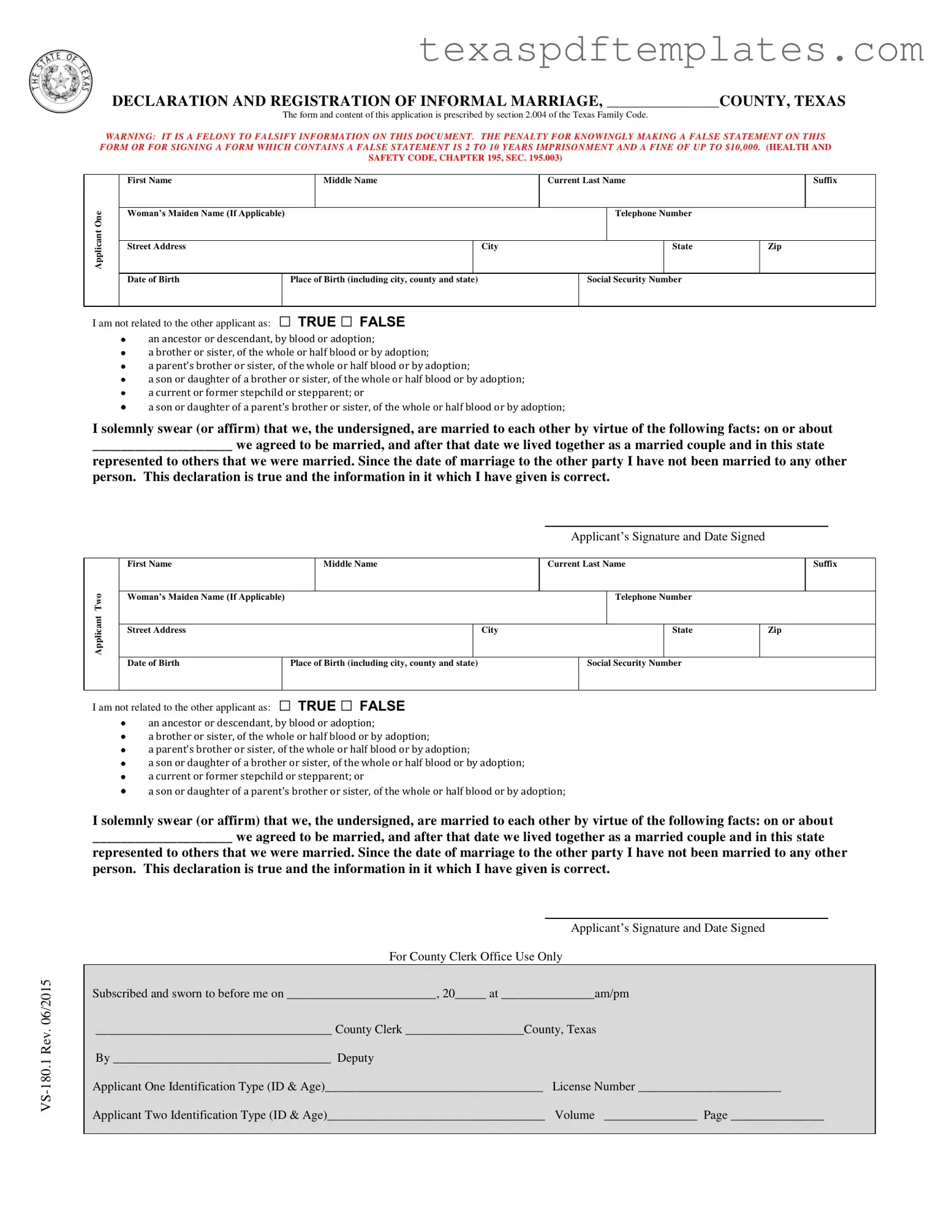 Blank Texas Vs 180 1 PDF Template