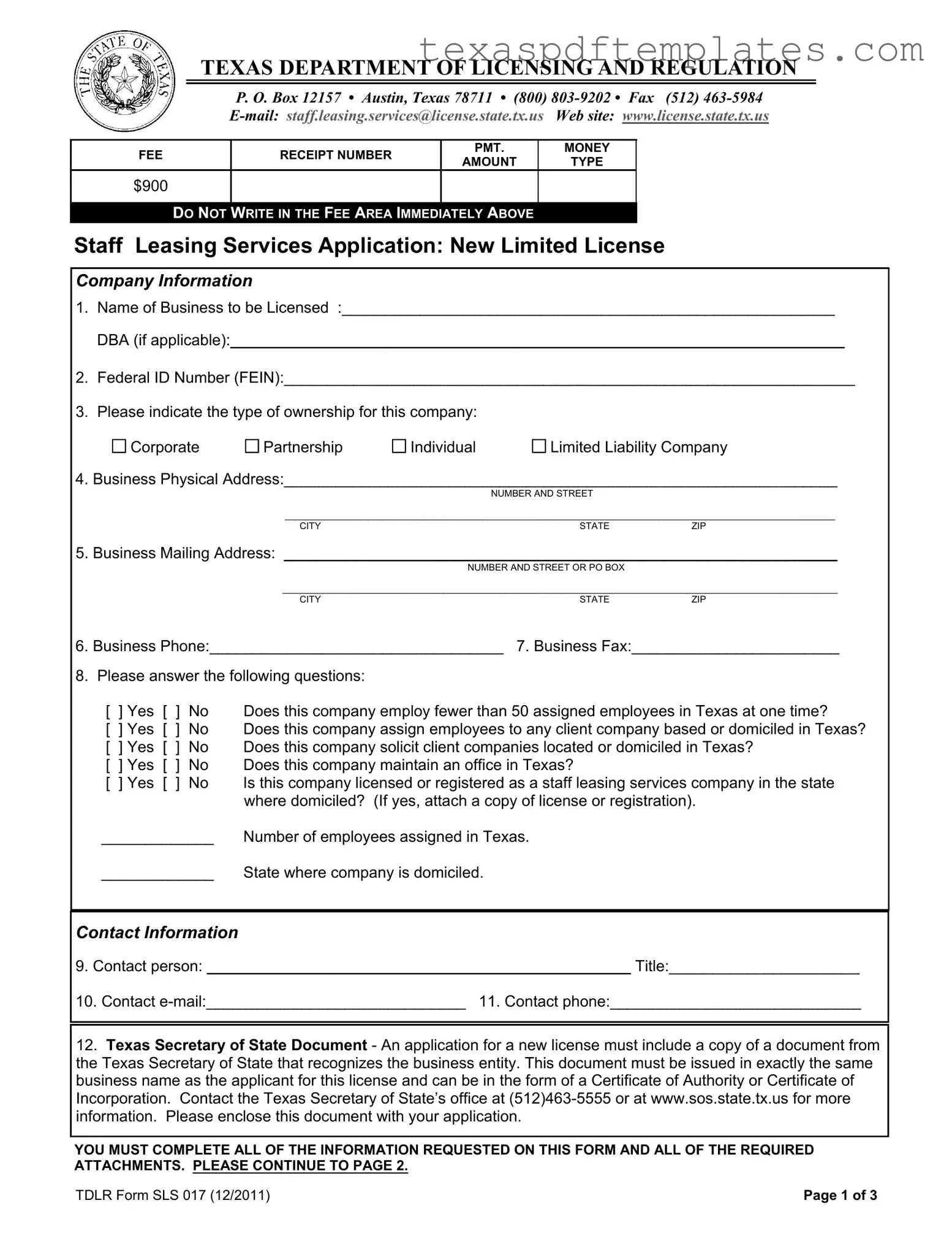Blank Texas Vtdlr Sls 017 PDF Template