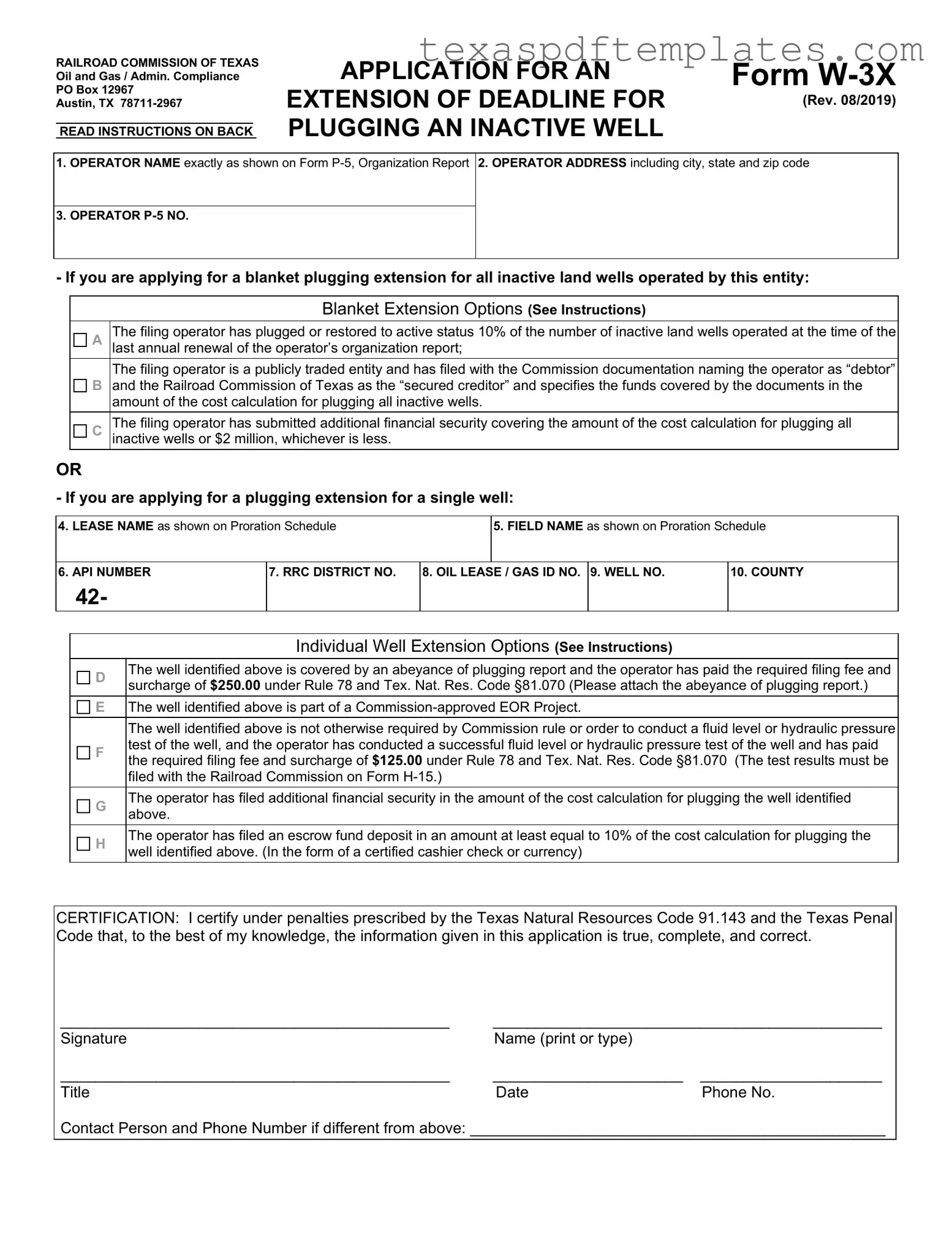 Blank Texas W 3X PDF Template